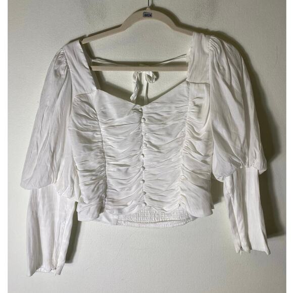 Do+BE White Peasant Top Sz L - Picture 1 of 3